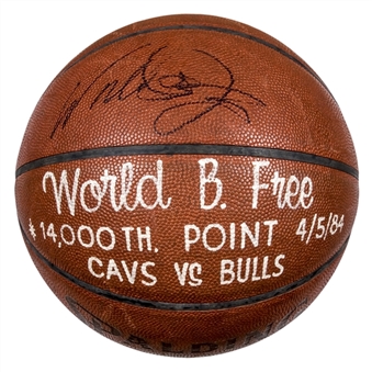 World B. Free Game Used & Signed Basketball From His 14,000th Career Point on 4/5/84 (Free LOA)